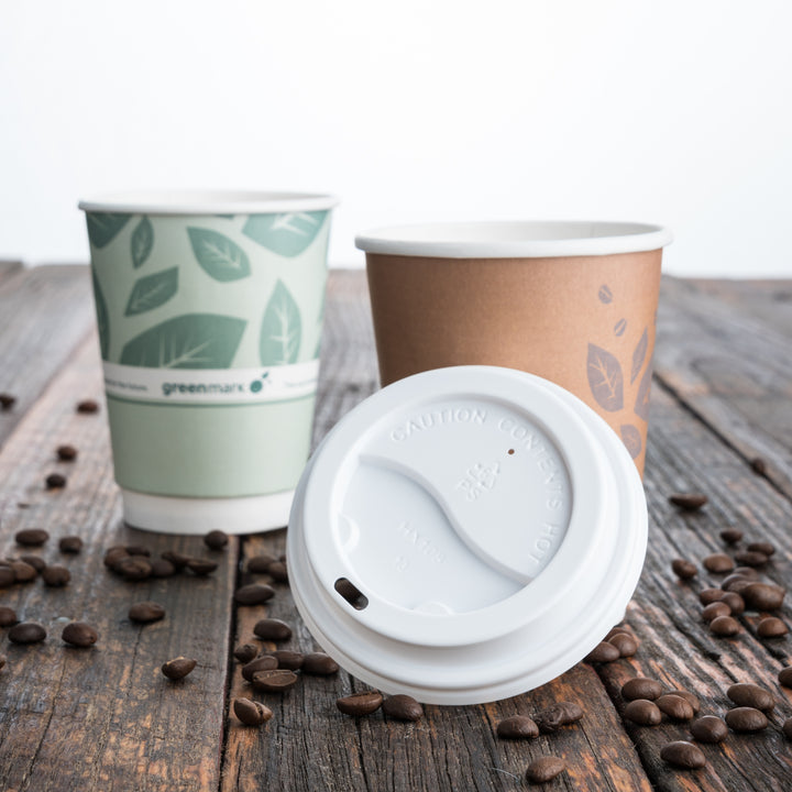 8/12/16oz Biodegradable One lid fits all White
